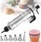 Dessert Decorating Syringe Set, Frosting Piping Kit Stainless Steels Cake Decorating Kit 6 Piping Tips Cupcake Decorating Kit Piping Bags and Tips Set